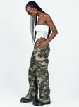 Front view of model wearing  front Princess Polly  Fallout Mid Rise Cargo Pants Camouflage