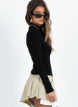 Black long sleeve top Ribbed material Mock neck Good stretch