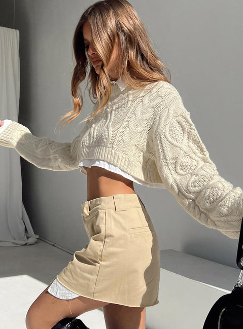 product Sonny Cropped Sweater Cream Princess Polly  Cropped 