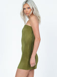 product Princess Polly Asymmetric Neckline Asymmetric Neckline Asymmetric Neckline  Christian Strapless Mini Dress Green