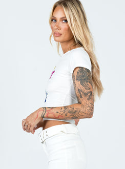 side view of model wearing Princess Polly Do What You Love Tee White 