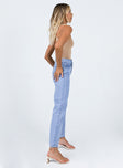 side view of model wearing Princess Polly Munich Straight Leg Denim Jeans High Waisted 