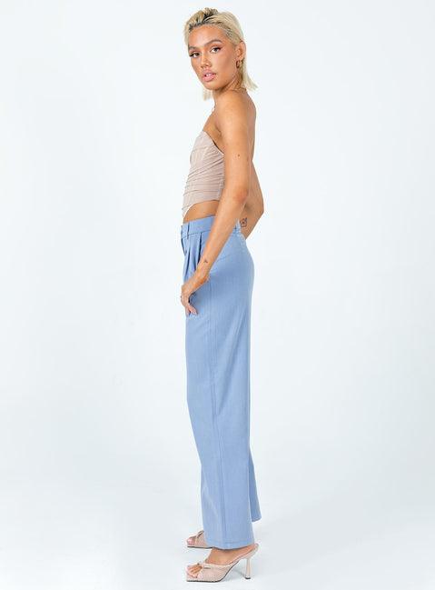 side view of model wearing Princess Polly Archer Pants Blue 