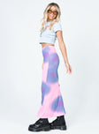   side view of model wearing Princess Polly Ryleee Low Rise Blurred Maxi Skirt Pink 