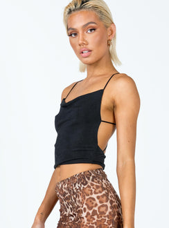 side view of model wearing Princess Polly Kassidy Top Black 