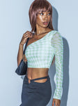 side view of model wearing Princess Polly Reed Top Green 