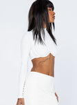 back view of model wearing Princess Polly Lorenzo Long Sleeve Top White 