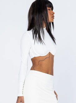 back view of model wearing Princess Polly Lorenzo Long Sleeve Top White 