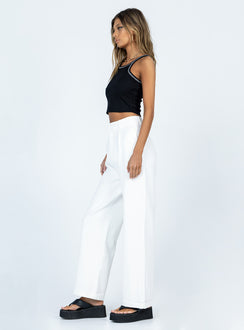 side view of model wearing Princess Polly Tahnie Pants White 