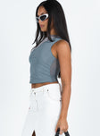 Motel Moni Top Mesh Blue Grey