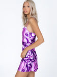 side view of model wearing Princess Polly After Hours Mini Dress Purple 