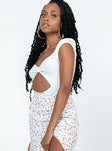 side view of model wearing Princess Polly Shaw Bodysuit White Short Sleeves Sweetheart 