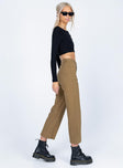 side view of model wearing Princess Polly Carter Pants Brown 