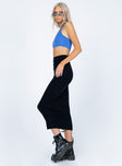   side view of model wearing Princess Polly Zyler Maxi Skirt Black 