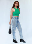 Princess Polly High Waisted  Zaiden Straight Leg Jeans Light Wash Denim