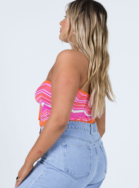 side view of model wearing Princess Polly Rosalia Top Pink 
