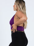 side view of model wearing Princess Polly Jordy Top Purple 