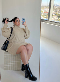 product Princess Polly Asymmetric Neckline  Zahara Mini Dress Beige Curve