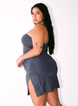 Princess Polly Asymmetric Neckline  Irisa Mini Dress Grey Curve