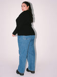 Princess Polly High Rise  Holly Asymmetric Straight Leg Jean Denim Curve