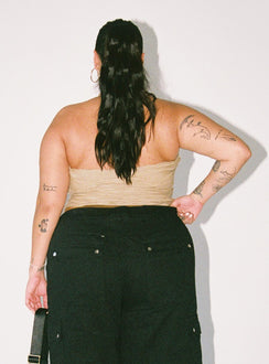 product Princess Polly Sleeveless Asymmetric Neckline  Cecile Strapless Top Mushroom Curve