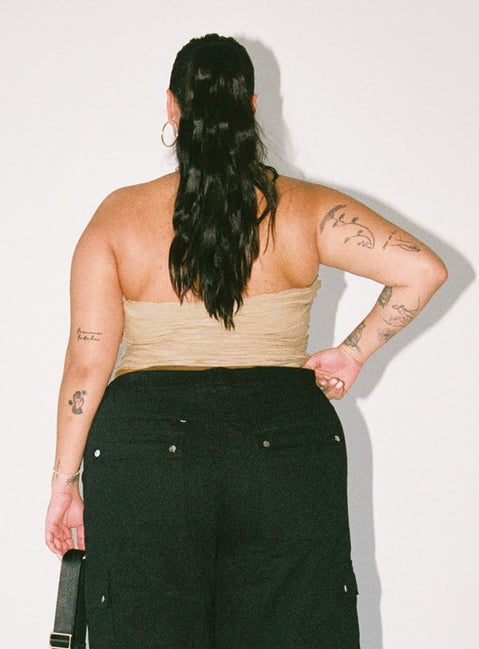 product Princess Polly Sleeveless Asymmetric Neckline  Cecile Strapless Top Mushroom Curve