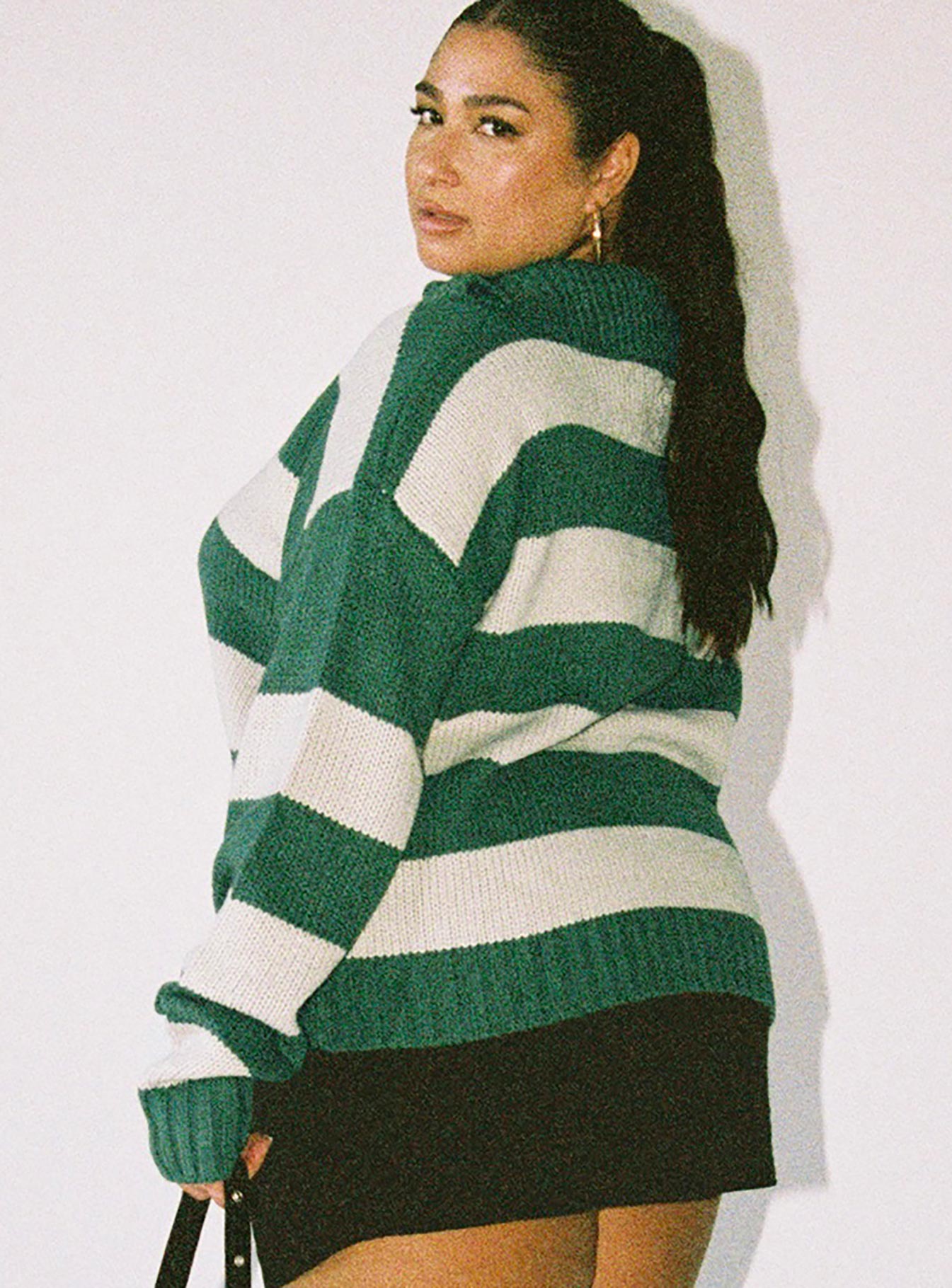 Hampton Sweater Green Curve Princess Polly  long 