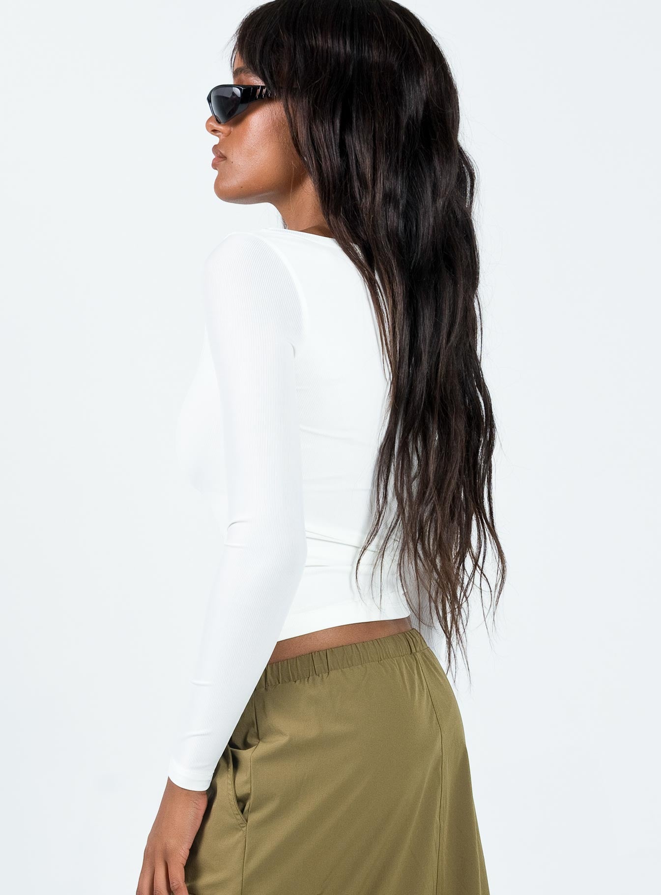 product Princess Polly Full Sleeves Boat Neck  Arthie Long Sleeve Top White