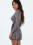 product Princess Polly High Neck  Braidwood Long Sleeve Mini Dress Grey