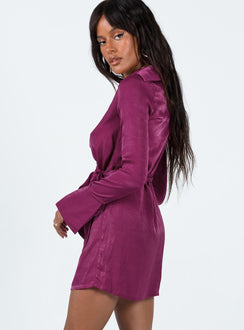 product Princess Polly V-Neck  Diddam Long Sleeve Mini Dress Burgundy