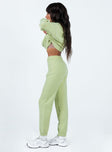 Front view of model wearing  front Princess Polly  Waite Knit Pants Sage