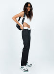 side view of model wearing Princess Polly Dava Low Rise Pants Black 