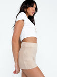 Beige shorts Knit material  High waisted  Elasticated waistband 