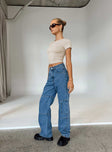 product Princess Polly High Waisted  Saffie Wide Leg Jeans Mid Wash Denim