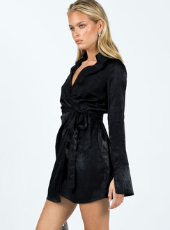 product Princess Polly V-Neck  Diddam Long Sleeve Mini Dress Black