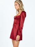 product Princess Polly Scoop Neck  Della Long Sleeve Mini Dress Burgundy