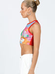 side view of model wearing Princess Polly Happy Garden Tank Top Multi 