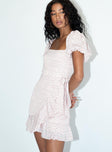 side view of model wearing Princess Polly Annie Mini Dress Pink 