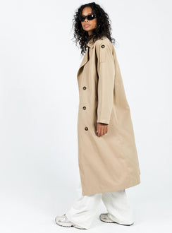 Trench coat Lapel collar Double-breasted  Twin hip pockets Non-stretch