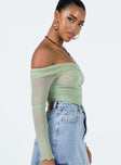 product Princess Polly Full Sleeves Asymmetric Neckline  Gryce Off The Shoulder Top Green