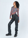 side view of model wearing Princess Polly Rianna PU Pants Black 