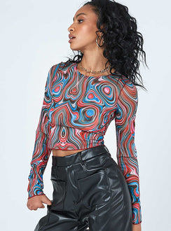 side view of model wearing Princess Polly Bexley Long Sleeve Top Multi 