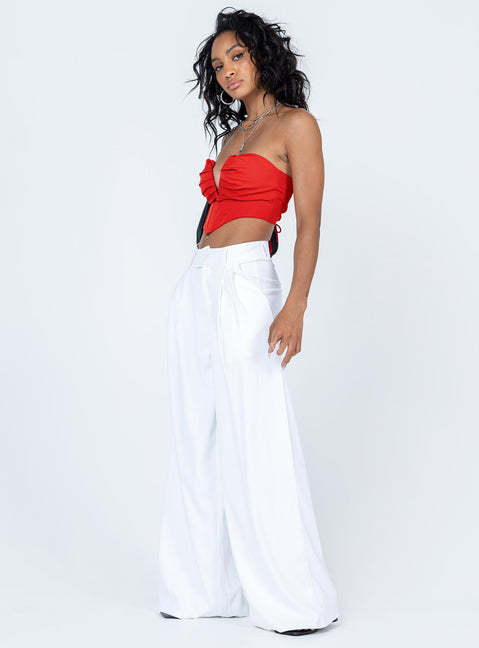 side view of model wearing Princess Polly Yvette Pants White 