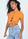 side view of model wearing Princess Polly Giana Top Orange 