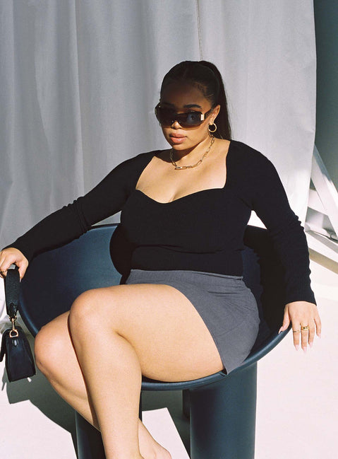 product Princess Polly Full Sleeves High Neck  Alima Long Sleeve Top Black Curve