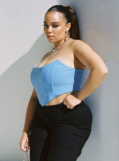 product Princess Polly Sleeveless Asymmetric Neckline  Carlie Top Blue Curve