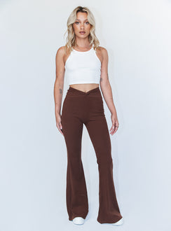 front view of model wearing Princess Polly Carolina Pants Brown 