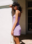 Princess Polly Square Neck  Unforgettable Mini Dress Purple