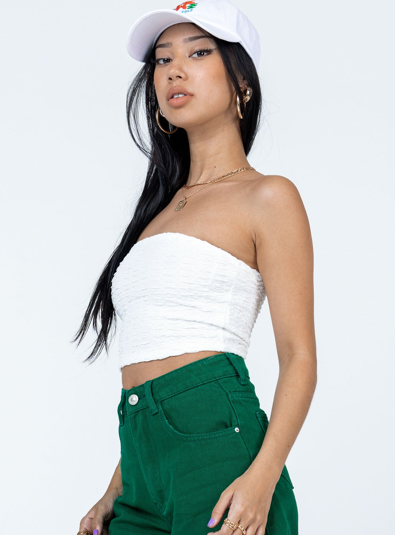 product Princess Polly Full Sleeves Square Neck  Brae Strapless Top White