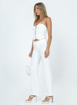 Front view of model wearing  front Princess Polly High Waisted Pants High Waisted Pants High Waisted Pants High Waisted Pants  Archette Pant White